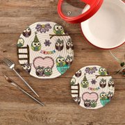 Cute Loving Owls Potholders Set Trivets Set 100% Pure Cotton Thread Weave Hot Pot Holders Set of 2, Valentine Couple Stylish Coasters, Hot Pads, Hot Mats,Spoon Rest For Cooking and Baking