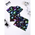 thumbnail image 3 of QEFJNO Kids Girls Pajamas Set 2 PCS Short Sleeve Top and Shorts Pants for Toddler Girls Stars Pjs Size 3-12Y, 3 of 10