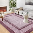 thumbnail image 7 of Washable 9x12 Area Rugs Modern Bedroom Rug Pink Ombre Braided Print Extra Large Rug Geometric Solid Rug Soft Non Slip Rug Non-Shedding Carpet Accent Rug Living Room Rugs for Bedroom Play Room, 7 of 7