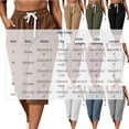 thumbnail image 3 of Ruimatai Women Capri Cropped Pants High Waist Drawstring Elastic Waistband Side Pockets Ribbed Textured Loose Casual Summer Trousers, 3 of 9