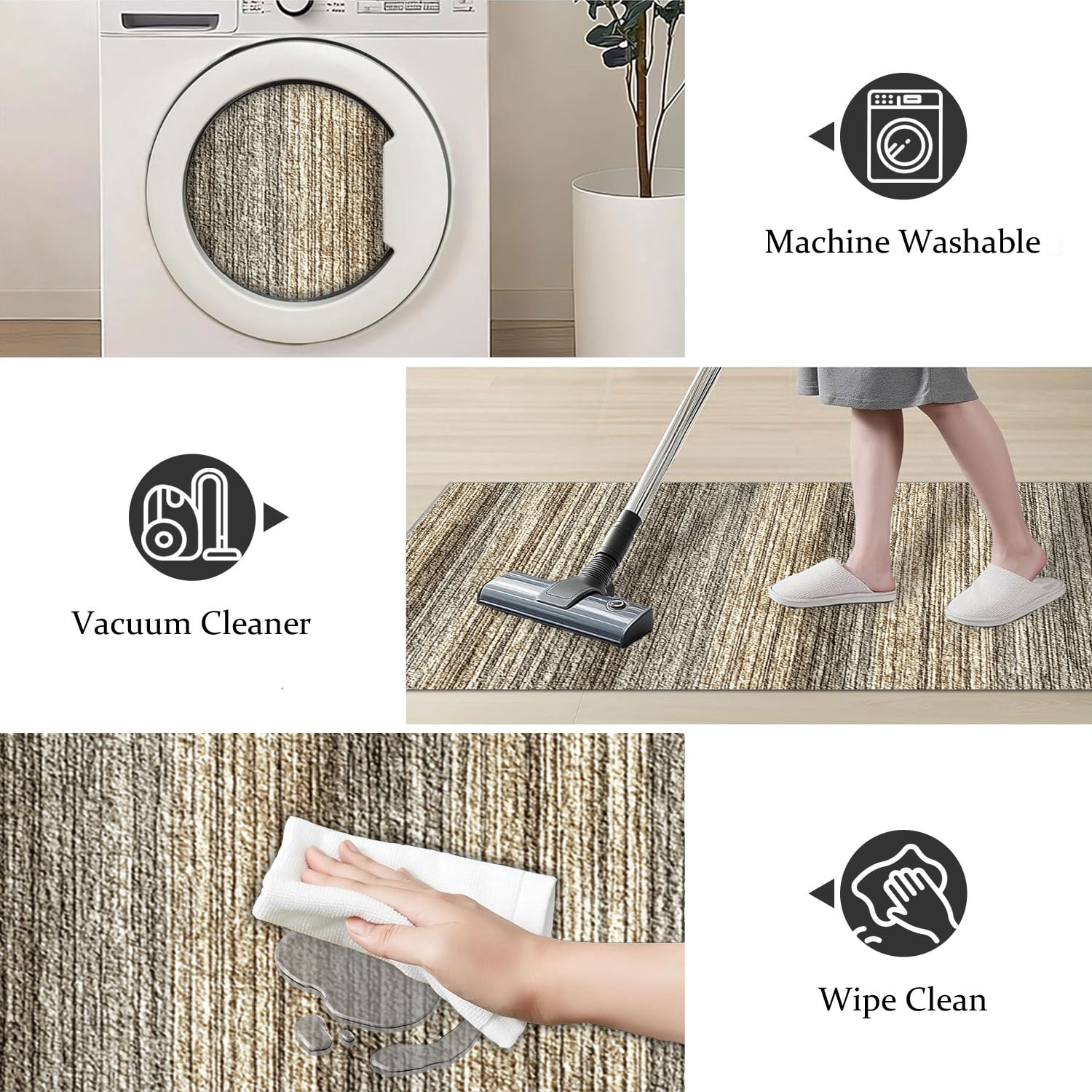 3 Piece Kitchen Rug Set, Non-Slip And Washable, Abstract Pattern Kitchen Hallway Rug, Soft And Comfortable, Suitable For Sinks, Floors, Entrances, Hallways and Bathrooms