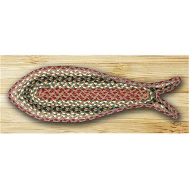 Fish Shaped Rug, Olive, Burgundy and Gray