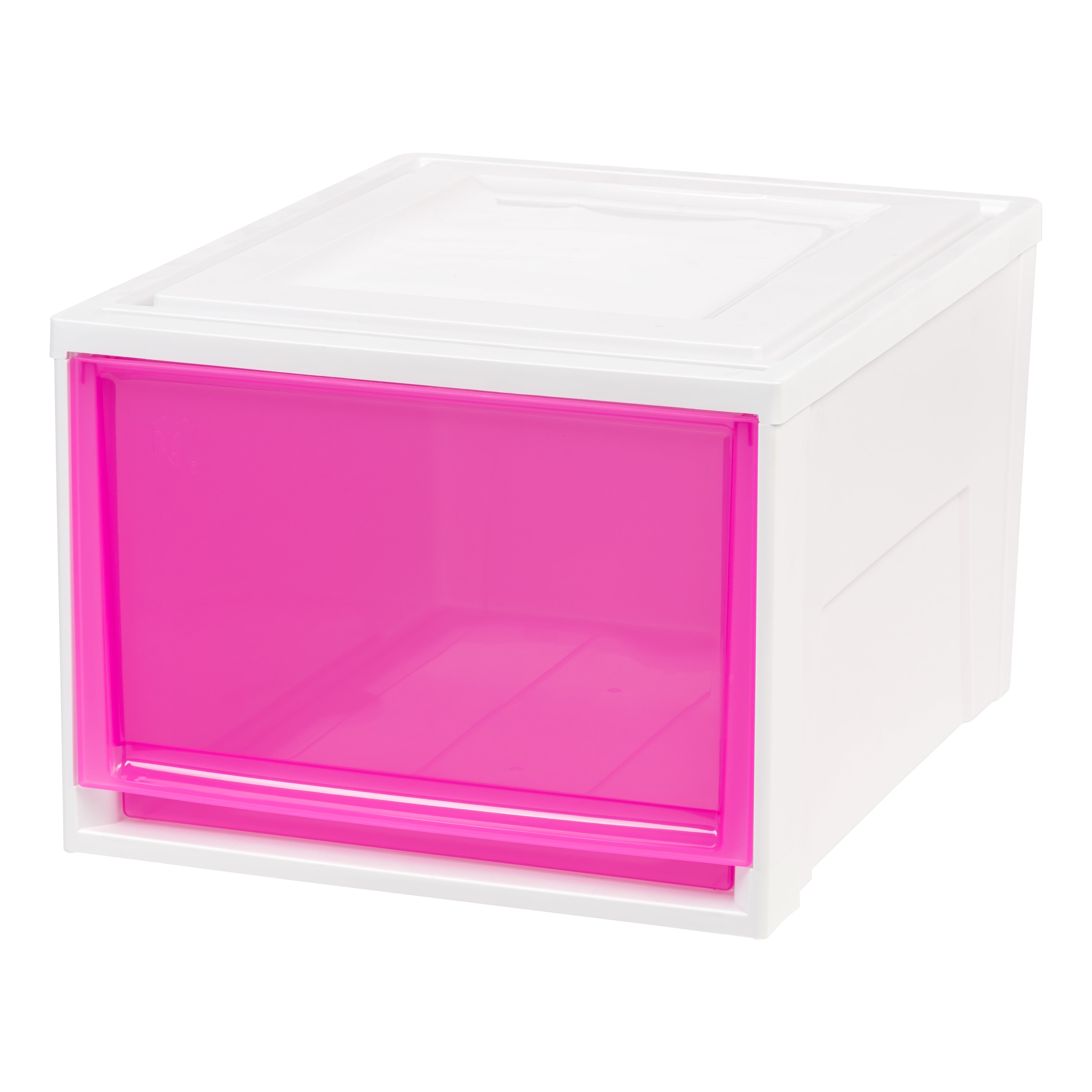 IRIS Deep Box Chest Drawer, White with Pink Drawer