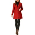 thumbnail image 2 of INSPIRE CHIC Women's Coat Solid Color Notched Lapel Single Breasted Winter Peacoat Red 2XL, 2 of 6