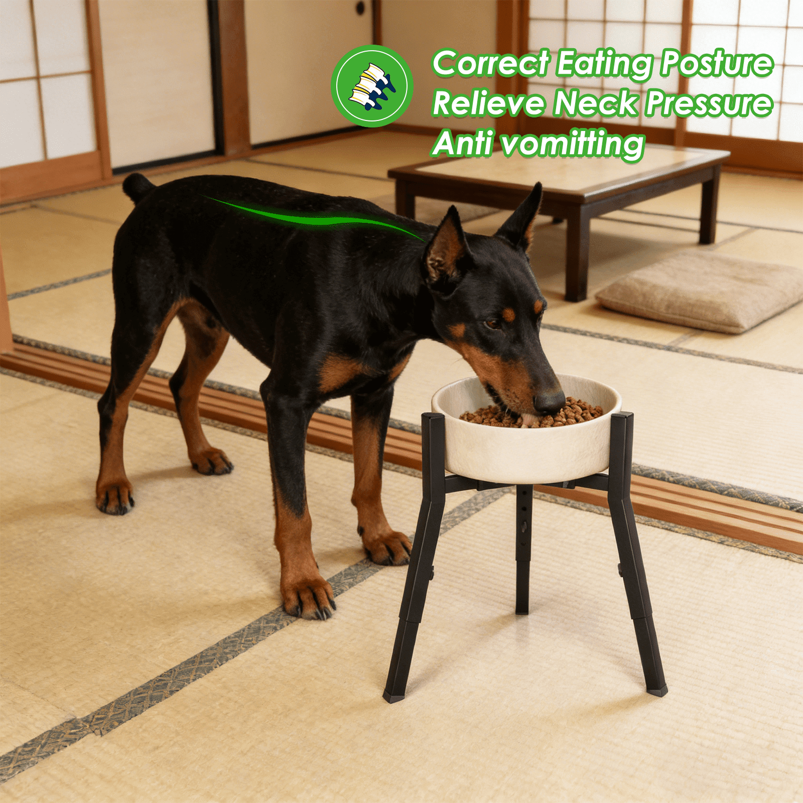 Adjustable Height & Width Elevated Dog Bowl Stand for Large Dogs, Single Raised Feeder Station (Bowl Not Included)