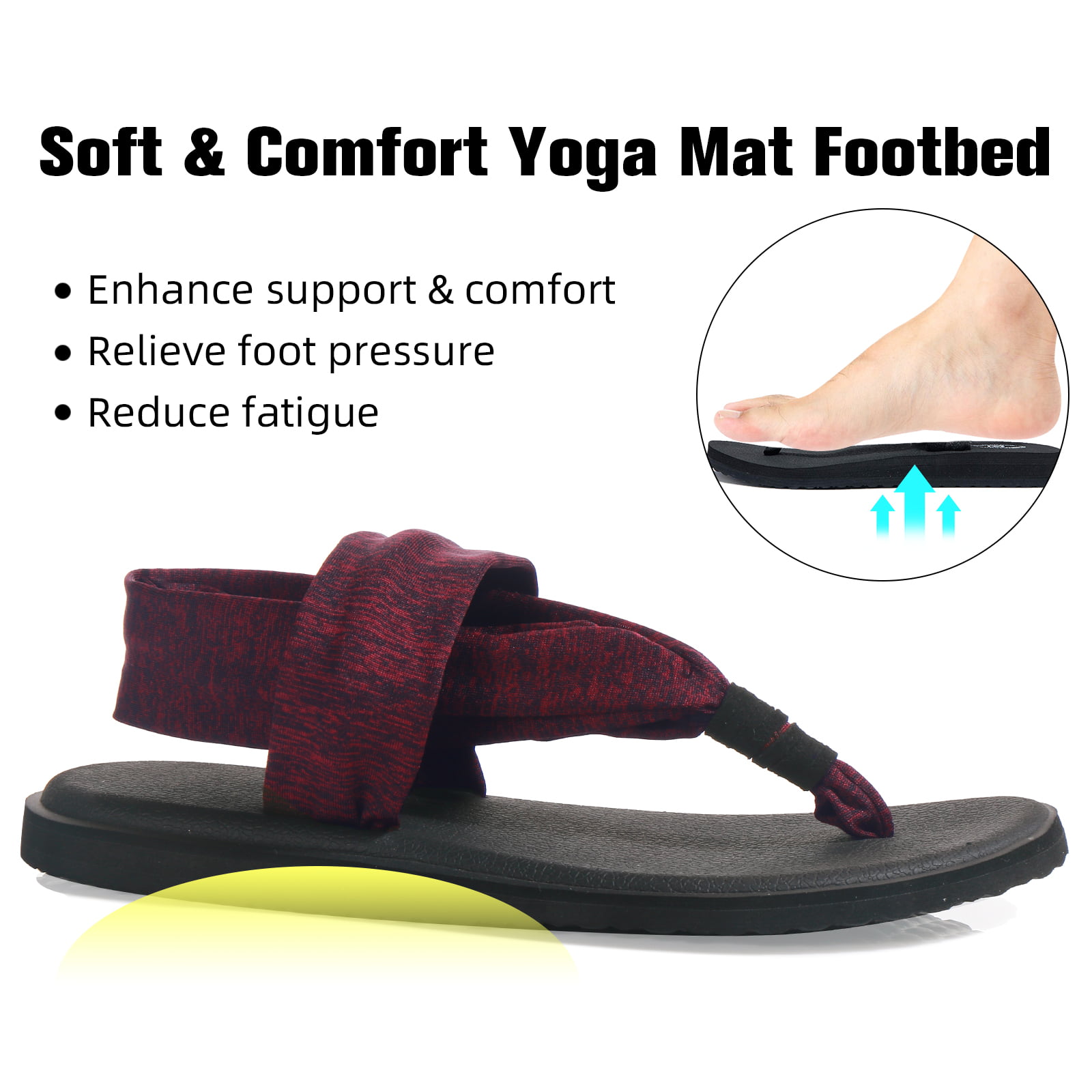 Wotte Women's Yoga Mat Flip Flops Casual Flat Summer Beach Sandals