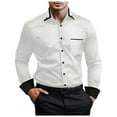thumbnail image 1 of Camisa de manga larga con solapas y patchwork para hombre, cardigan informal para las vacaciones, prendas para llevar a diario al aire libre, 1 of 5