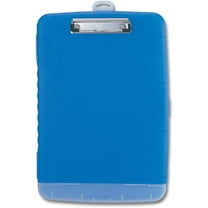 Officemate Slim Clipboard Storage Box, Low Profile Clip & Storage Compartment, Letter Size, Blue (83304)