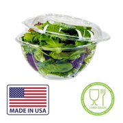 Mr Miracle Clear 48 Ounce Plastic Salad Bowls with Snap-On Lids. Pack 50. Airtight Disposable Salad Containers for Lunch, Meal Prep, Parties. Ideal as Disposable Salad Bowls with Lids