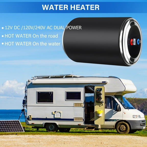 Dual Power Water Heater, 12V DC 200W/120V AC 1500W, 10L, for Caravan Camping US Plug 120V RV Tank Water Heater, Instant for RV, for Camper with Double Power Supply & Remote Controller CSA approved