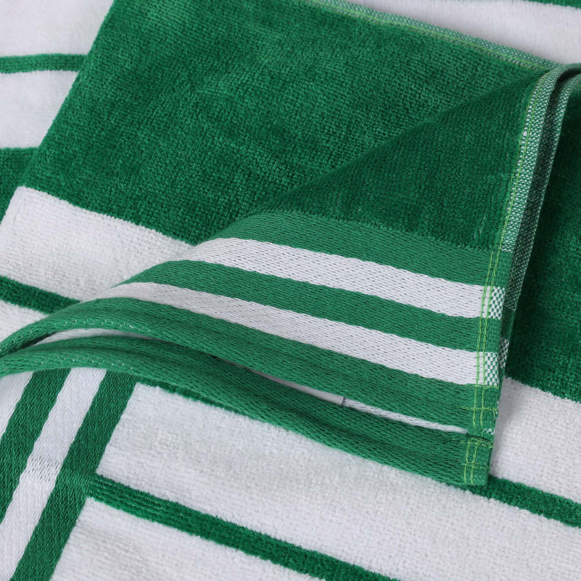 Superior Cotton Striped Oversized Beach Towel Set of 6, 34" x 64", Dark Green
