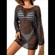 thumbnail image 1 of Vestido de Crochet de Gran Tamaño para Mujer, con Cuello y Aberturas, para Verano 2025. Negro Talla Única, 1 of 5