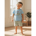 thumbnail image 5 of BemeyourBBs Toddler Baby Boy Golf Outfit Summer Clothes Ball Embroidered Short Sleeve T-shirt and Striped Shorts Set 2 Piece Outfits, 5 of 9