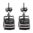 thumbnail image 2 of Black Rutile (Slice) Cushion Shape Gemstone Jewelry 925 Sterling Silver Stud Earrings, 2 of 4