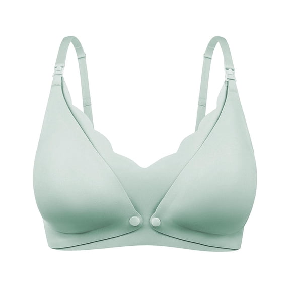 Bras for Women,Seamless Nursing Bra with Lace Detail and Front Double Opening Clasp for Maternity Postpartum Breastfeeding Comfort,Sports Bras for Women,Green,XL