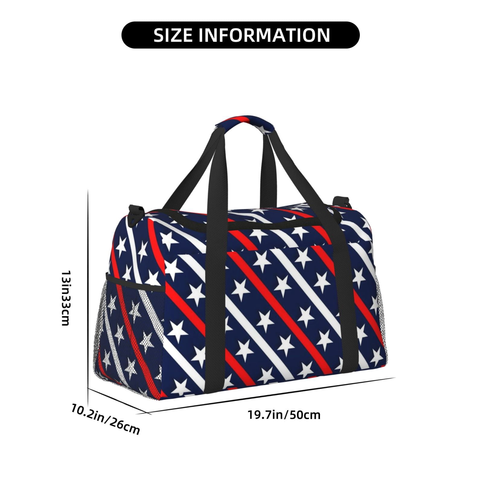 Fuzoiu Patriotic Star Print Travel Duffle Bag,Carry On Tote Bags,Duffel Bag,Sport Gym Bag, Hospital Bag for Labor and Delivery, Overnight Bag,Luggage Bag