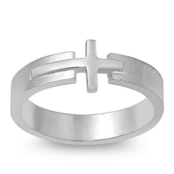 High Polish Sideways Cross Purity Ring .925 Sterling Silver Band Jewelry Female Male Unisex Size 6