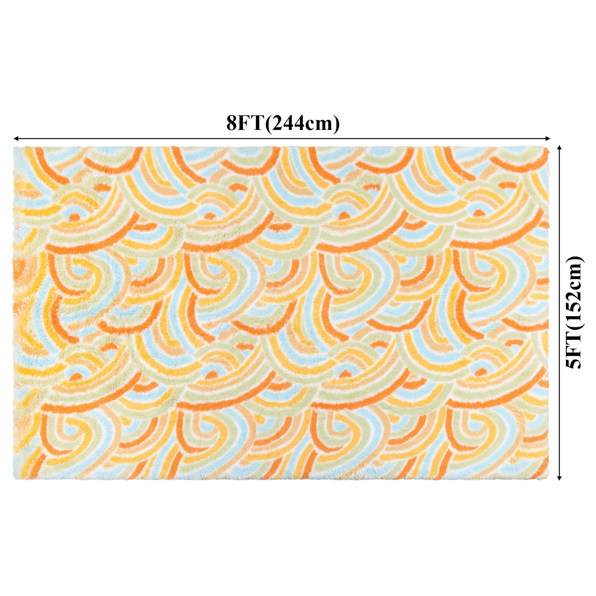 MeyJey 5'x 8' Shag Area Rug, Soft Fluffy Area Rugs for Kids Room Living Room Bedroom Decor Carpet, Orange