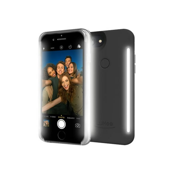 LuMee Duo Phone Case, Black Matte | Front & Back LED Lighting, Variable Dimmer | Shock Absorption, Bumper Case, Selfie Phone Case | iPhone 8 / iPhone 7 / iPhone 6s / iPhone 6 (LD-IP7-BLK)