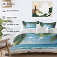 thumbnail image 3 of 3 Piece Coastal Ocean Duvet Cover Set Full Size,Microfiber Comforter/Quilt Cover with Corner Ties and 2 Pillowcases,Sandy Beach Coconut Tree Blue Sky Scenery All Season Bedding with Zipper Closure, 3 of 8