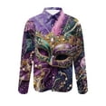 thumbnail image 4 of BLTIBY Mardi Gras Shirts for Men Button Up Lapel Long Sleeve Carnival Printed Blouse Fashion Lightweight Casual Tops Multicolor M, 4 of 4