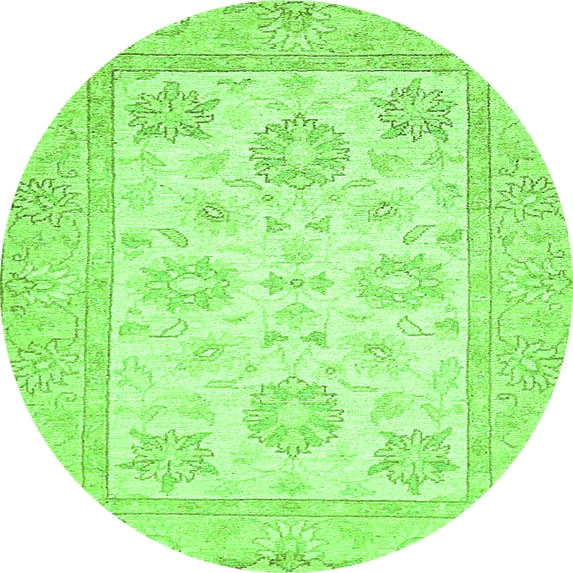 Ahgly Company Indoor Round Oriental Green Traditional Area Rugs, 3' Round