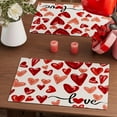 thumbnail image 3 of Valentines Day Watercolor Red Love Hearts Cloth Placemats Set of 4 Table Mats Table Decorations 12x18 Inch, 3 of 5