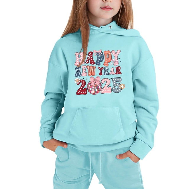 FAOWME Ensemble de Pyjama à Manches Longues Confort Décontracté pour Enfant Bleu Ciel 8-9 Ans