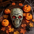 thumbnail image 5 of Glowing Red Eyes Skull Decor Resin Realistic Head Bone Model Human Skeleton Statue Spooky LED Ornament for Halloween Party Home Desktop Indoor, 5 of 9