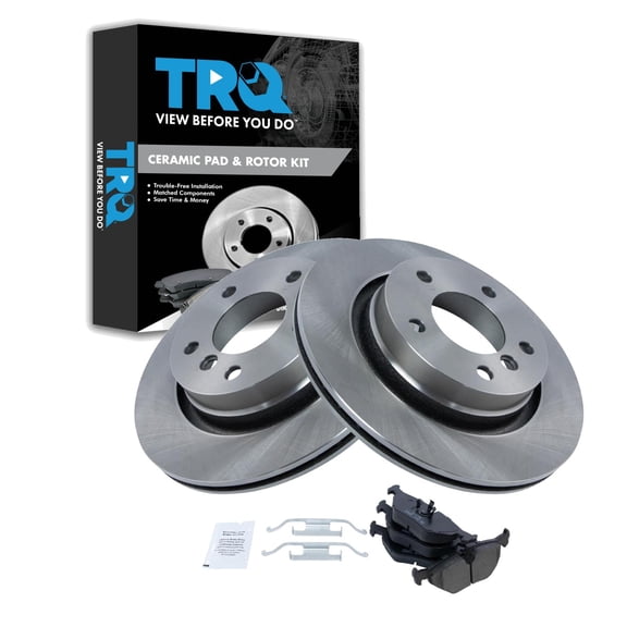 TRQ Rear Brake Pad and Rotor Set Ceramic Fits 1996-1997 BMW 328i