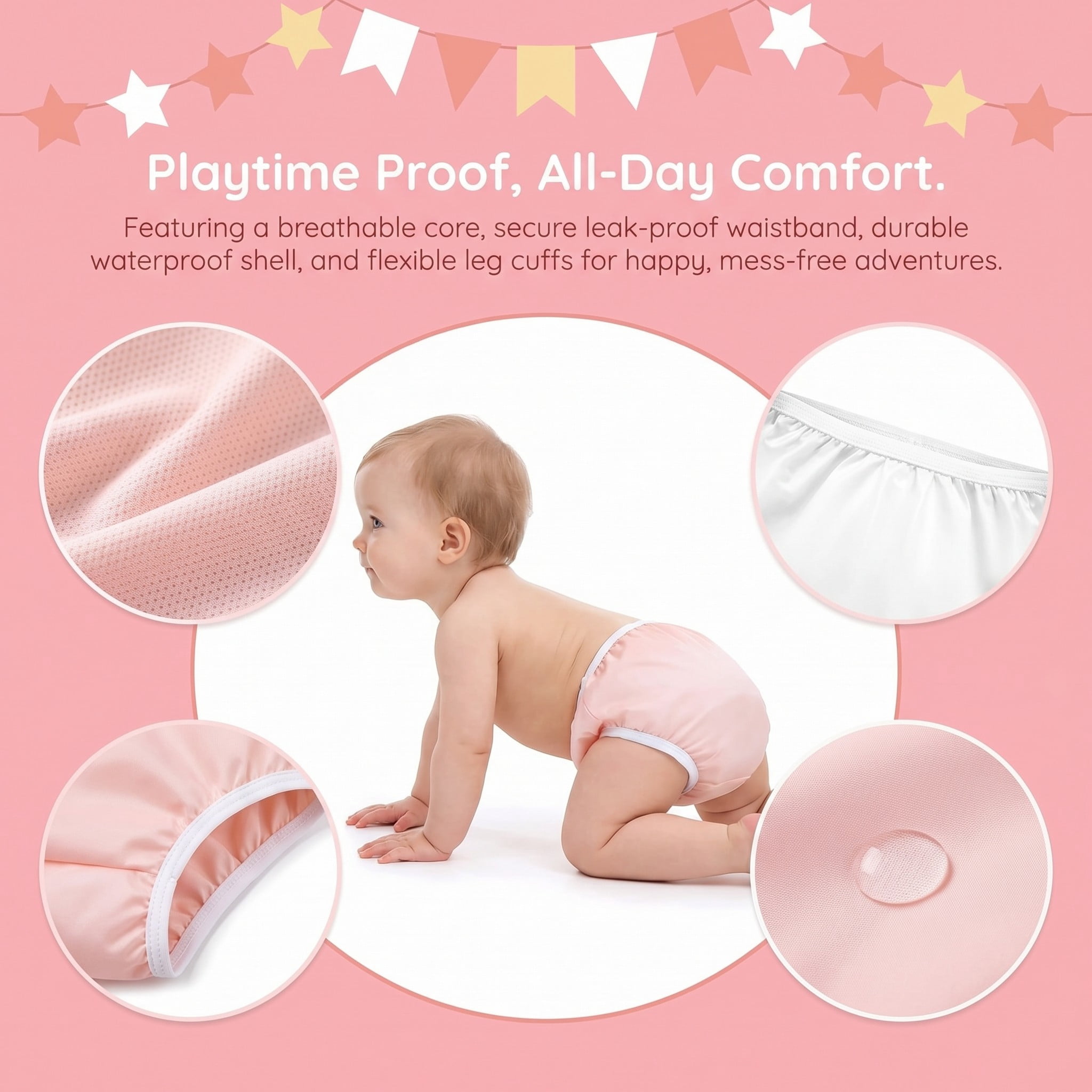 BlinkLLX 10 Pairs Waterproof Plastic Pants for Toddlers Reusable Plastic Diaper Covers Potty Training Underwear Pants(M)