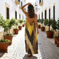 thumbnail image 3 of Women Dress Oversize Style Open-Back Design-Yellow Python Pattern Patterng, 3 of 6