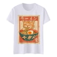 thumbnail image 4 of Womens Anime Cat Ramen Graphic T-Shirts Japanese Funny Graphic Short Sleeve Tees Kawaii Cat Anime Gifts Tops, 4 of 5
