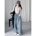 thumbnail image 7 of PLHWHYQ Girls Baggy Wide Leg Jeans Elastic Waist Denim Pants | Y2K High Waisted Straight Leg Jeans,Denim Pants Blue 13-14 Years, 7 of 7