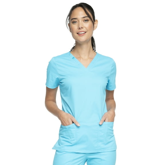Workwear Core Stretch Women Medical Scrubs Top V-Neck Plus Size WW630, 5XL, Turquoise