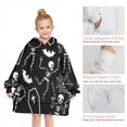 thumbnail image 6 of Halloween Skeleton Coffin Pattern Blanket Hoodies for Kids 6-13YR Oversize Wearable Blanket Hoodies for Boys Girls Teens, 6 of 7