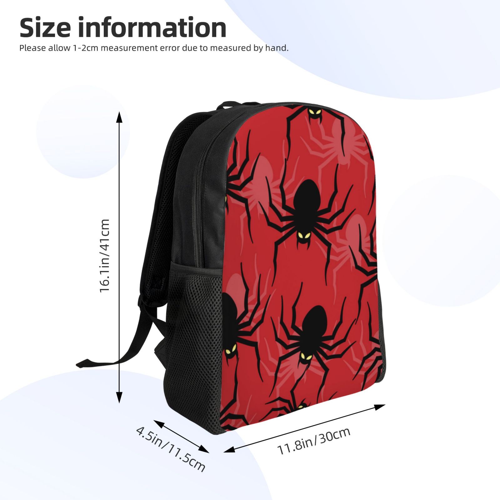 Xecao Spider Print School Backpack with Laptop Compartment Small Travel Laptop Backpack for Women Men Waterproof College Backpack Simple School Bag