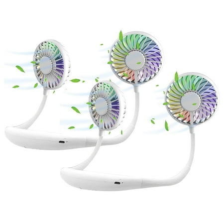

Ponyta 2 Pcs Portable Neck Fan USB Rechargeable 3 Adjustable Speeds Hands-Free Fan Strong Airflow Fan for Outdoor Sports Office