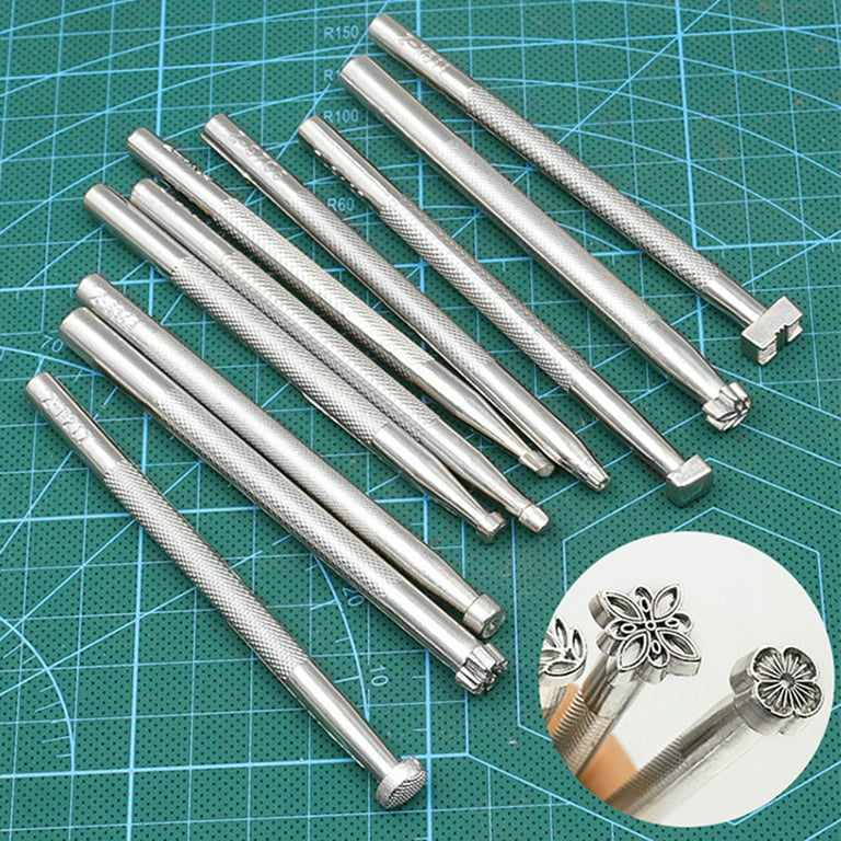 Leather Stamping Tools Set Different Shape Pressing Punch Set Leather Craft  Tool for DIY Beginners and Professionals Leathercraft Supplies Carving  Leather Tools 