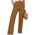 thumbnail image 6 of Womens Pants Casual Loose Cotton-Linen Wide Leg Drawstring Elastic Waist Solid Color Pockets Long Pants, 6 of 8