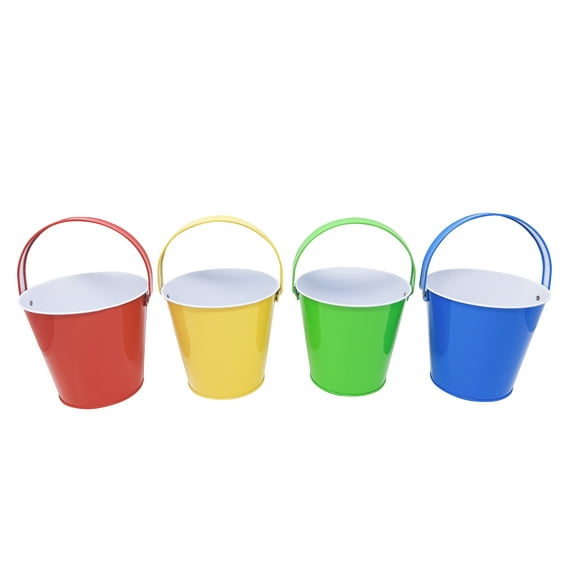 DaHo 12 pc Tin Pail with Wide Handle for Kids, Classroom, Crafts, and Party Favors