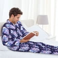 thumbnail image 6 of Naloa blue starry sky Skull flower Men’s Pajamas Set - Long Sleeve Button Down Sleep Shirt and Pajama Bottoms Sleepwear Set-XX-Large, 6 of 7