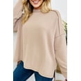 thumbnail image 2 of Parchment Twist Ribbed Exposed Seam Detail Long Sleeve Loose Top, 2 of 2