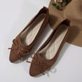 thumbnail image 5 of Willtoo Women's Pointed Toe Flats Shoes for Ladies Girls Cute Bowknot Knit Breathable Comfortable Slip On Casual Dressy Ballet Flats for Walking Work Business Brown, 5 of 5
