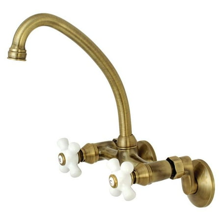 Kingston Brass Ks614ab 2 Handle Wall Mount Kitchen Faucet Antique