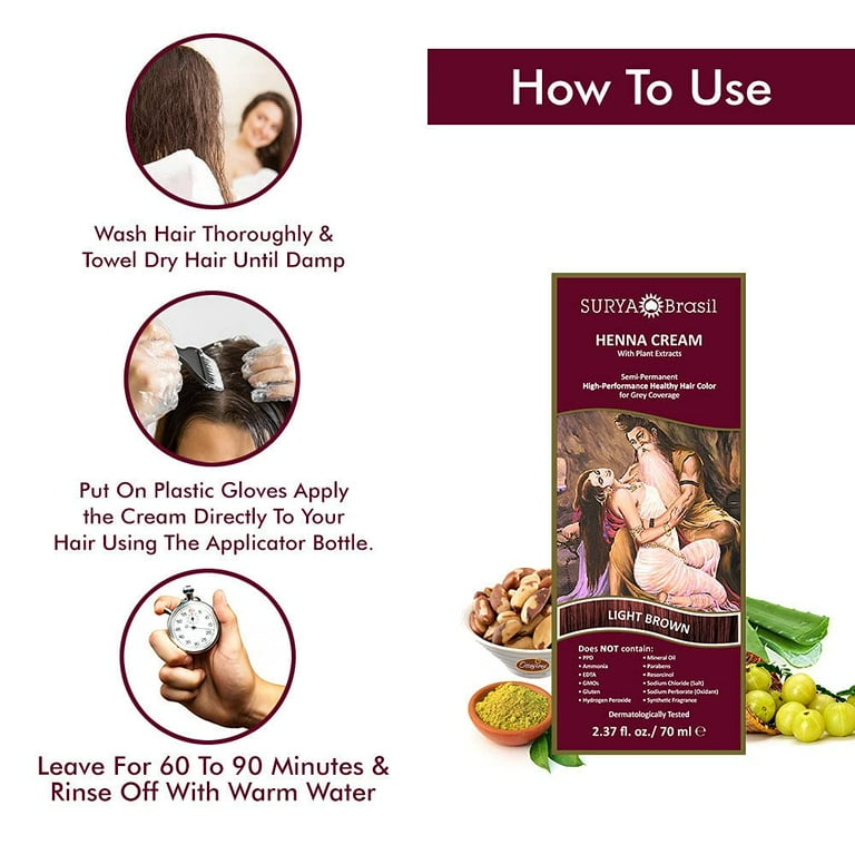 Surya Brasil Products Henna Cream, Light Brown, 2.31 Fl Oz (Pack