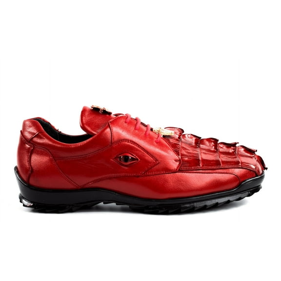 Men's Vasco Belvedere Hornback Crocodile Soft Calf Sneaker Shoes Red 336122