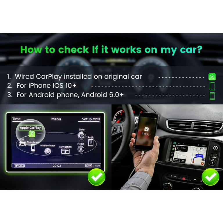 CarlinKit 3.0 Wireless CarPlay Dongle Convert Wired to Wireless CarPlay for  98% Cars Model & with iOS System,Plug & Play Easy-to-Install,Wireless