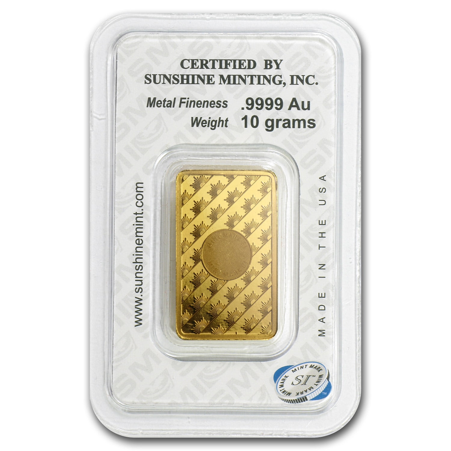 10 gram Gold Bar - Sunshine Minting New Design (In TEP Packaging)