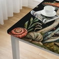 thumbnail image 4 of nygtbtfer Fitted Oval Elastic Edge Tablecloths, Mushroom Skull Skeleton Floral Plant Flower Washable Spill Proof Table Cover, for Travel Christmas Picnics Parties Outdoor White, 4 of 7